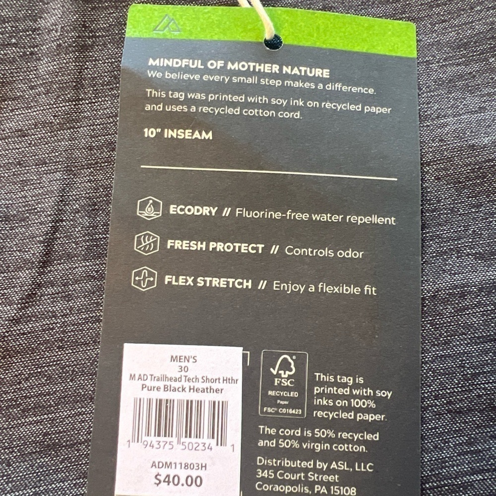 NWT Men's Alpine Design Men's Trail Head Tech Golf Shorts 30 x 10" (J) - Picture 2 of 5